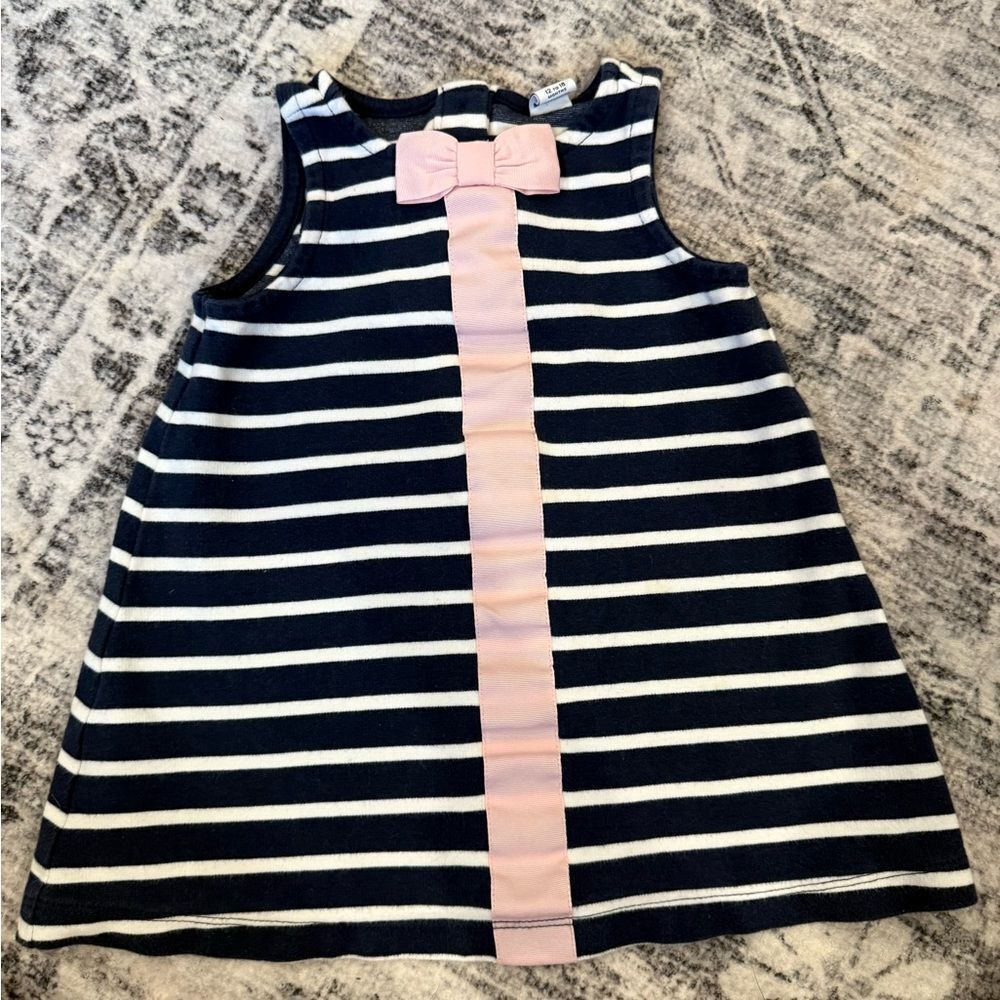 Janie and Jack Navy and Pink Striped Dress